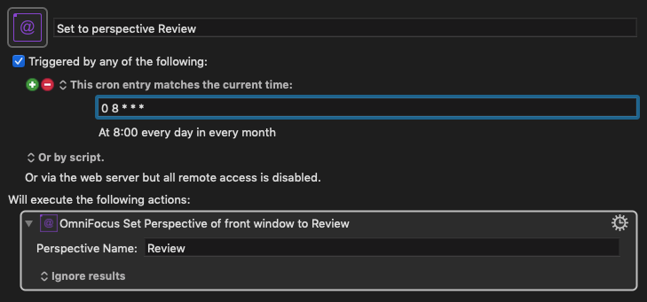 OmniFocus Switch To Review Perspective Every Day at 9 a.m.