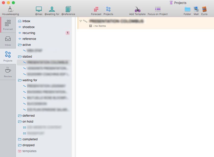Projets OmniFocus