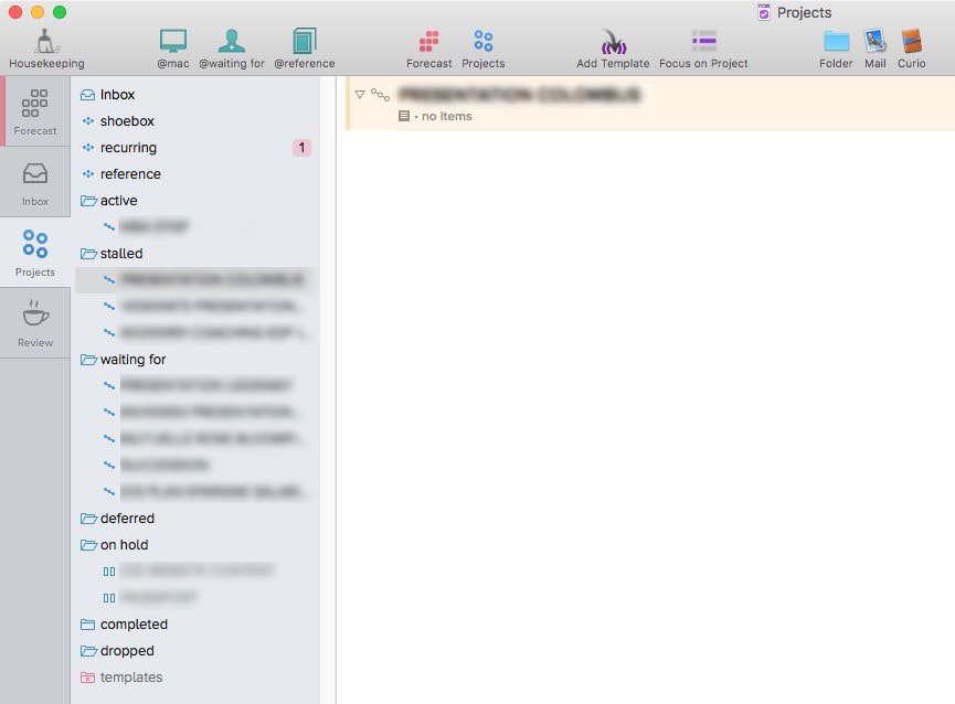 Projets OmniFocus