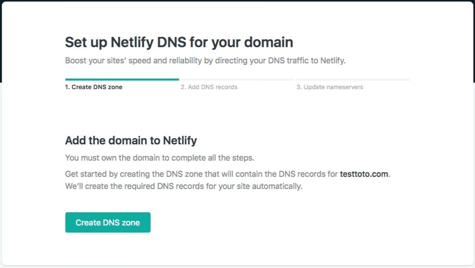 Netlify Create Dns Zone