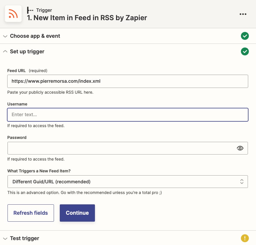 Zapier vers Mastodon étape 1